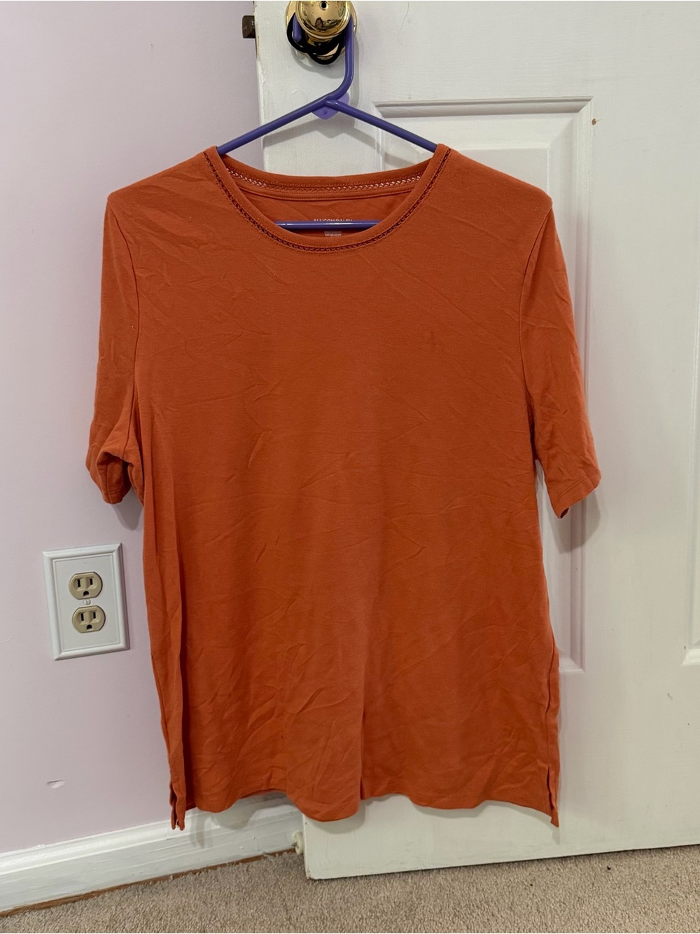 Women’s Crew Neck Short Sleeve Shirt - Rust Orange